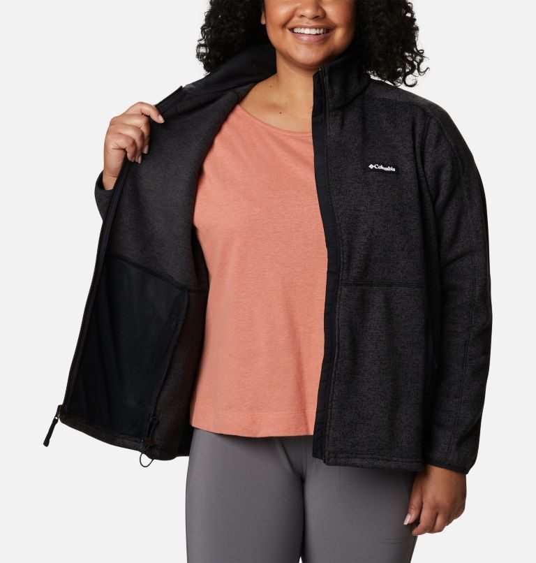 Jachete Din Lână Columbia Pulovere Weather Full Zip Dama Negrii | Plus Size WA0Q81SZ7